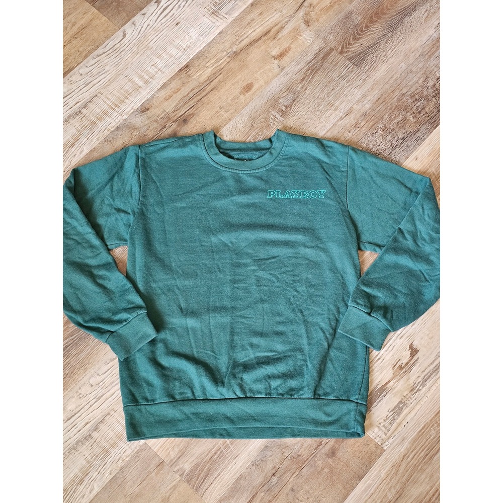 Playboy Mens Crewneck Sweatshirt Forest Green Logo Pullover Size M